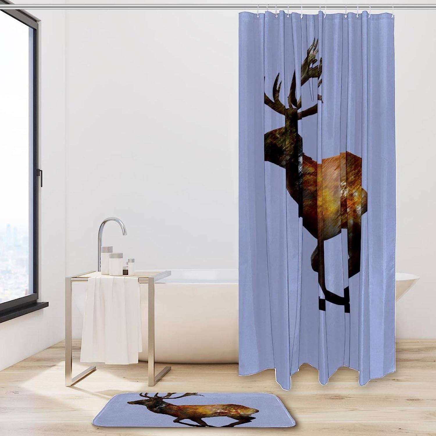 Deer Bathroom Shower Curtain With Waterproof Bath Curtain, Perfect Addition To Your Wildlife Themed Bathroom - Image 2