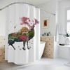 Deer Cherry Blossoms Print Shower Curtain, Unique Deer Lovers Curtain, Aesthetic Shower Curtain