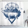 Deer Compass Ethnic Print Adventure Shower Curtain For A Nature-Inspired Bathroom