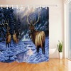 Deer Elk Snow Forest Fabric Shower Curtain With Waterproof Bathroom Decors, Adds Natural Charm To Your Bathroom