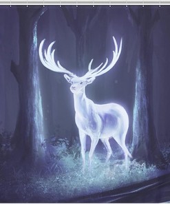 Deer Forest Scene Shower Curtain - Rustic Bathroom Decor