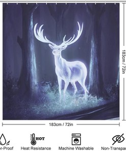 Deer Forest Scene Shower Curtain - Rustic Bathroom Decor