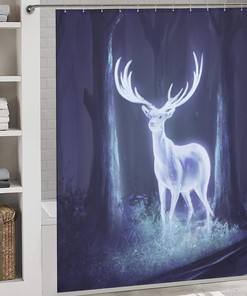 Deer Forest Scene Shower Curtain - Rustic Bathroom Decor