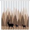 Deer Forest Shower Curtain Wildlife Elk Moose Silhouette Pine Tree Forest Jungle Camping Cabin Wild Animal Hunting