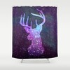 Deer, Galaxy, and Planets Nebula Shower Curtain for Fantasy Bathroom 