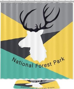 Deer Head Logo With Natural Forest Park Inspirational Quotes Shower Curtain