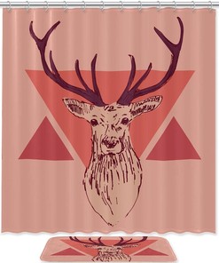 Deer Head Print Shower Curtain For Bathroom Shower Curtain, Perfect For A Masculine Rustic Bathroom Theme