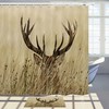 Deer Hidden In The Grassland Print Shower Curtain With Fabric Bathroom Decor, Perfect For A Wildlife Themed Bathroom