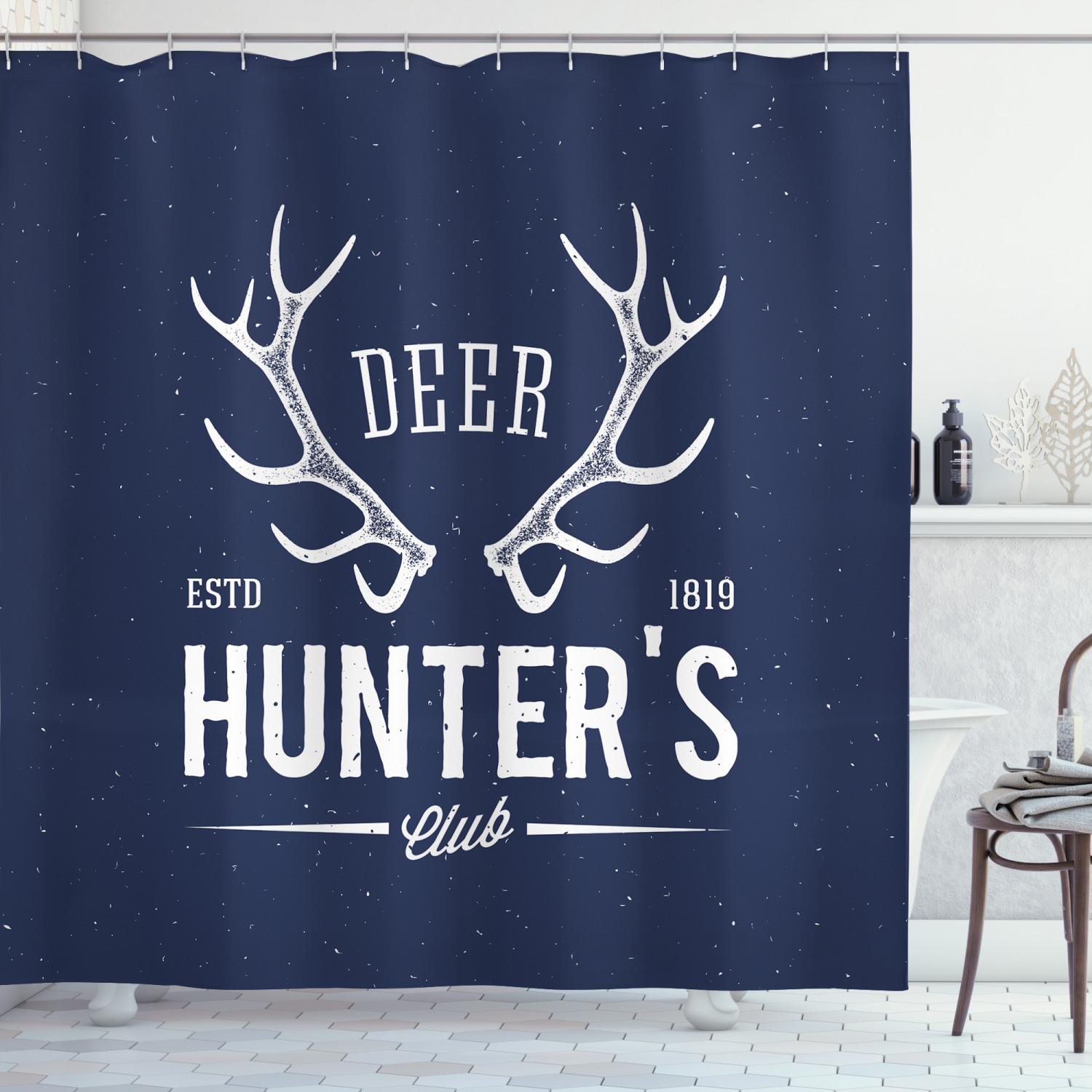 Deer Hunter Print Hunting Shower Curtain for Bathroom Decor