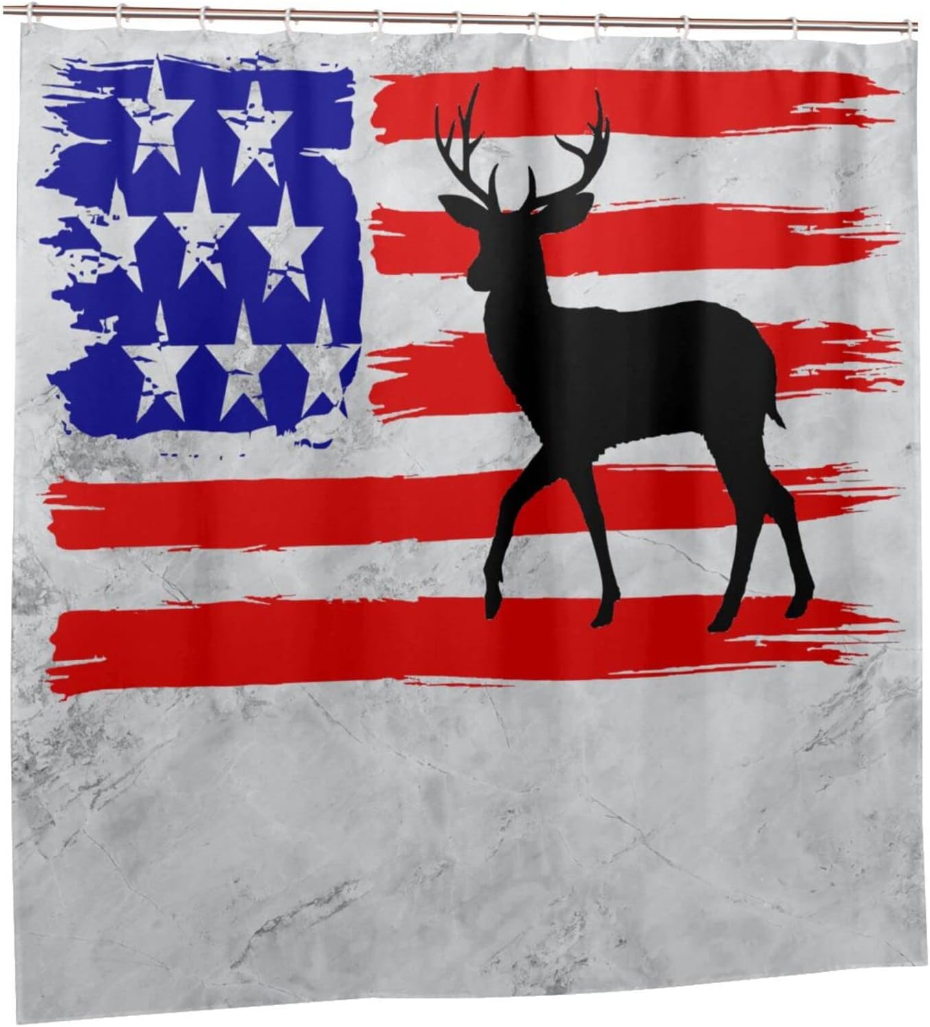 Deer Hunting Camouflage American Flag Shower Curtain With Waterproof Fabric Bathroom Decorations - Image 2