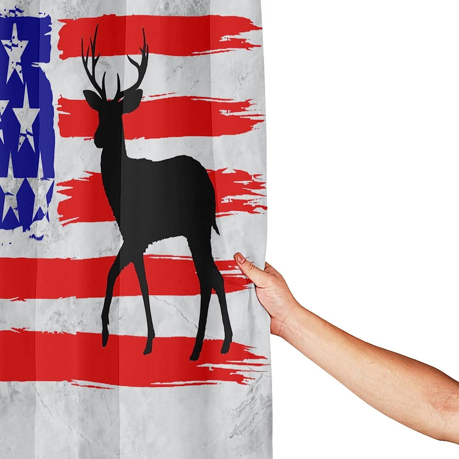Deer Hunting Camouflage American Flag Shower Curtain With Waterproof Fabric Bathroom Decorations - Image 4