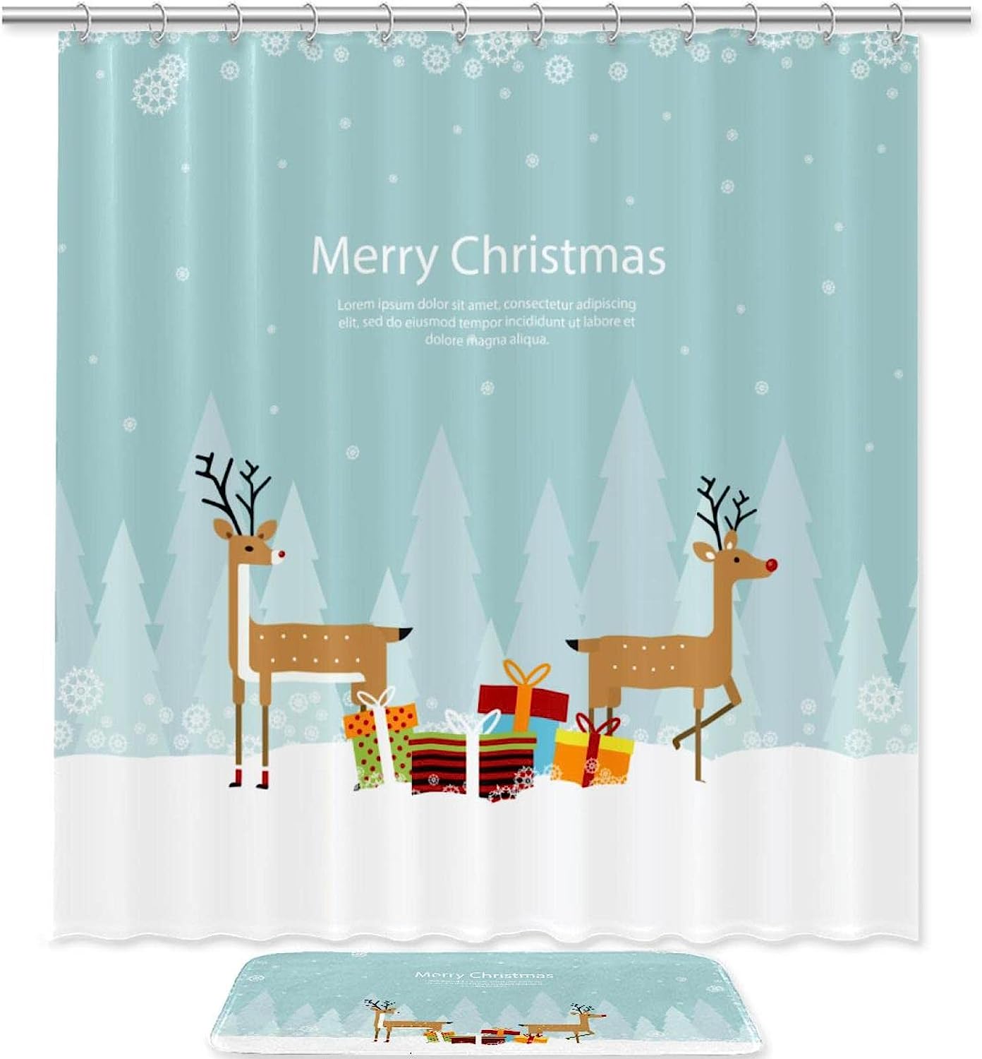 Deer Merry Christmas Restroom Shower Curtain - Perfect For Holiday Season