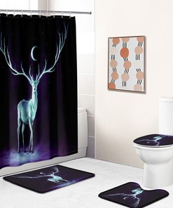 Deer Moon Print Shower Curtain For Your Nature Inspired Bathroom Decor
