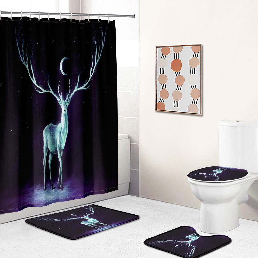 Deer Moon Print Shower Curtain For Your Nature Inspired Bathroom Decor