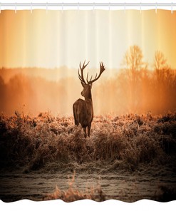 Deer Morning Sun Hunting Shower Curtain for Rustic Bathroom