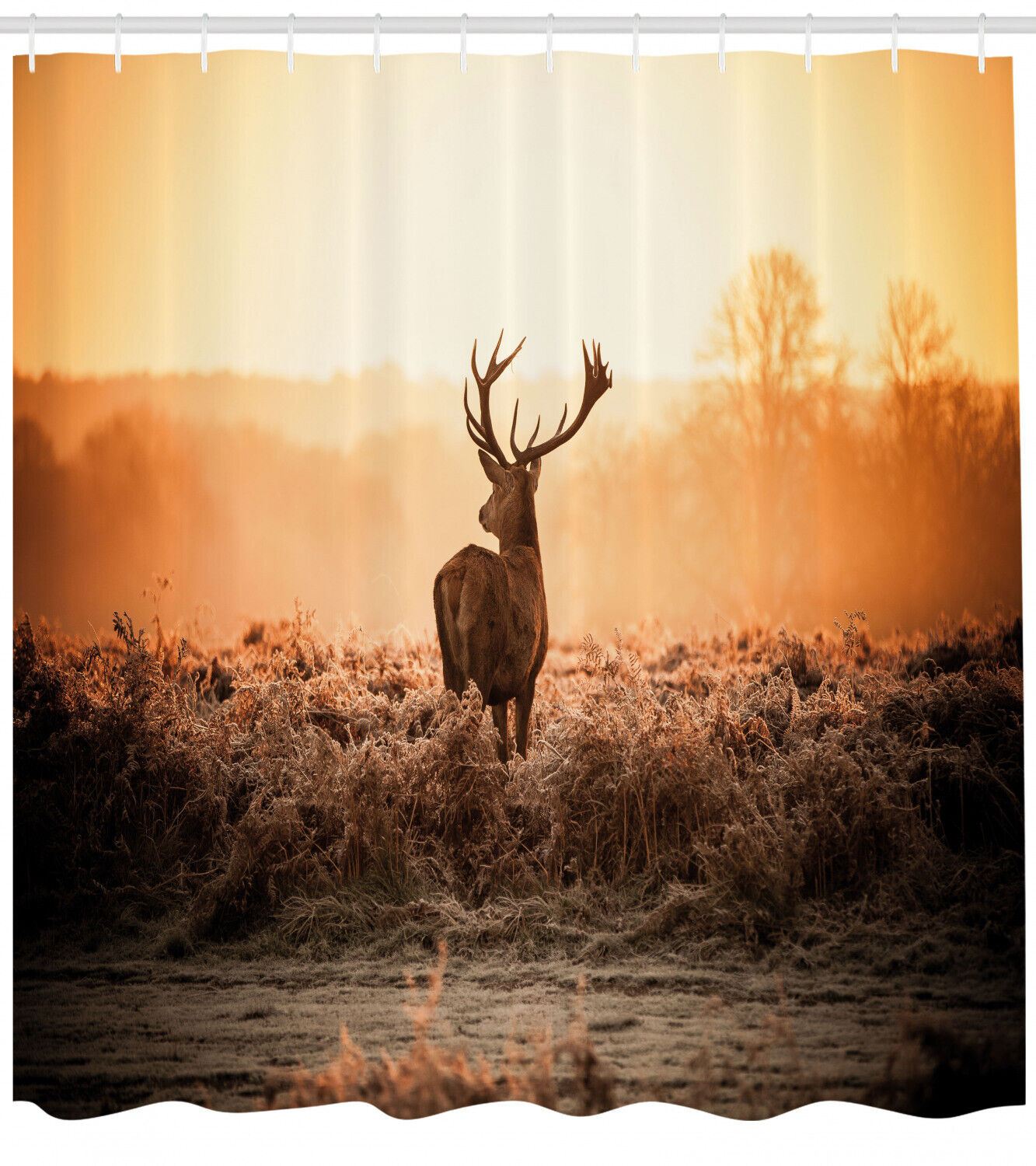 Deer Morning Sun Hunting Shower Curtain for Rustic Bathroom