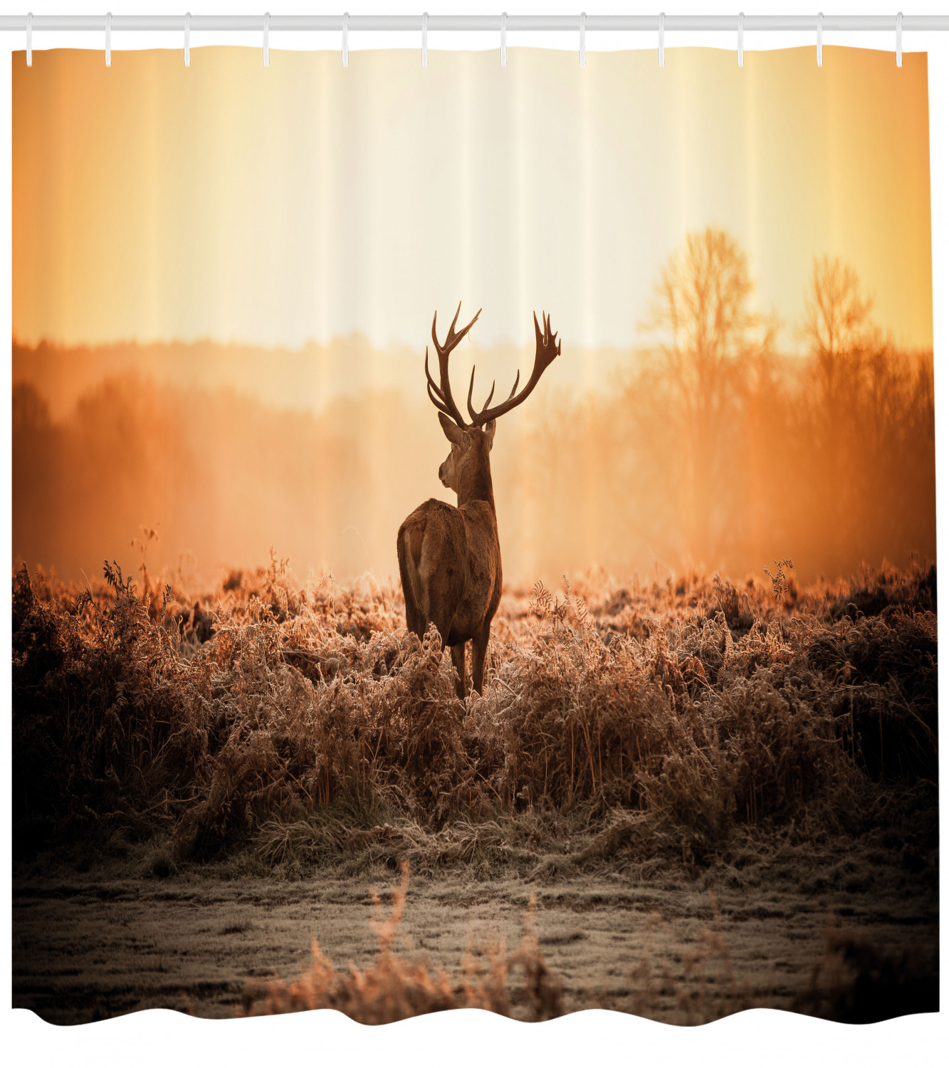Deer Morning Sun Hunting Shower Curtain for Rustic Bathroom