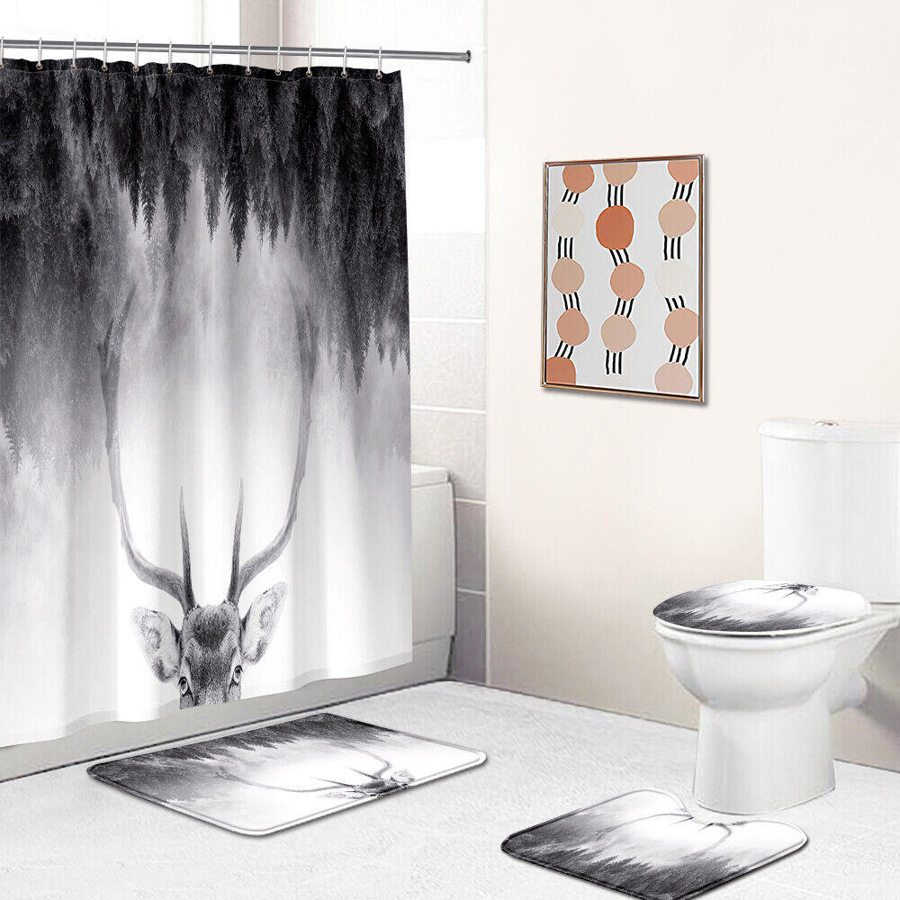 Deer Print Shower Curtain Bathroom Cover for a Rustic and Nature-Inspired Bathroom