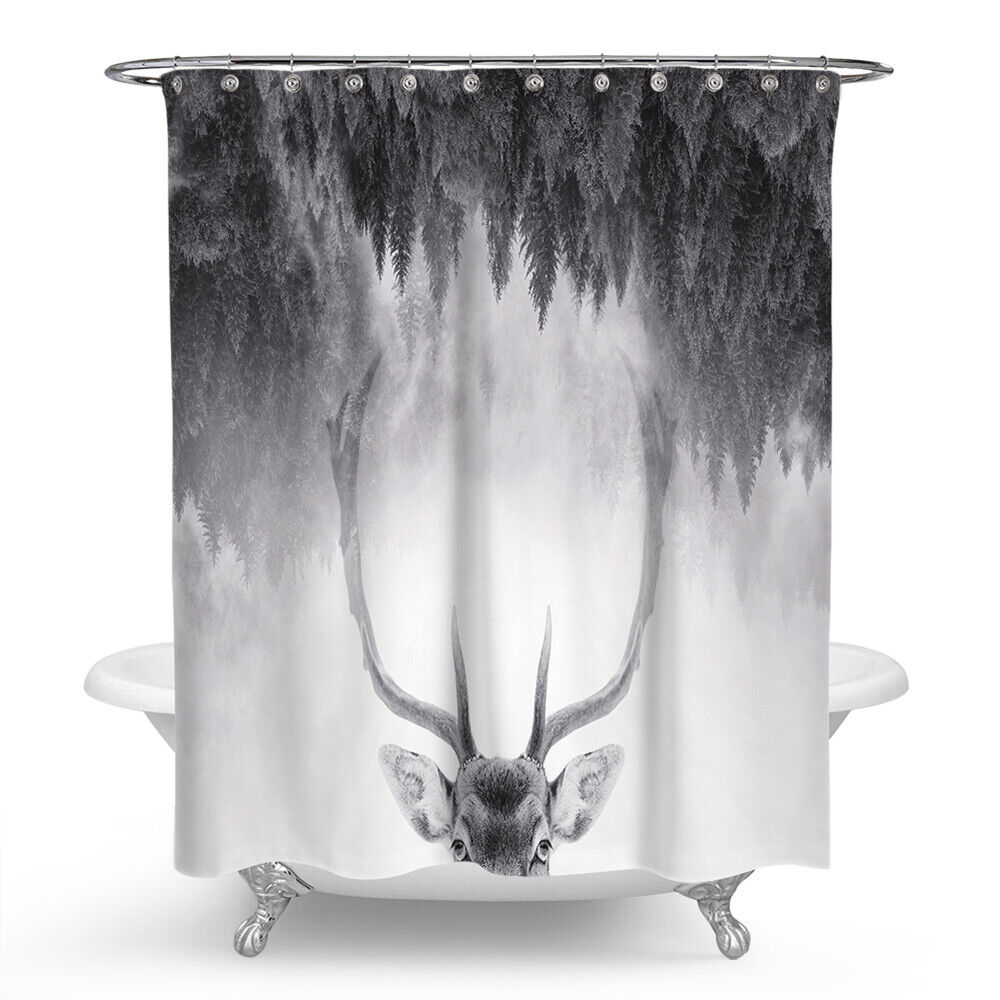 Deer Print Shower Curtain Bathroom Cover for a Rustic and Nature-Inspired Bathroom