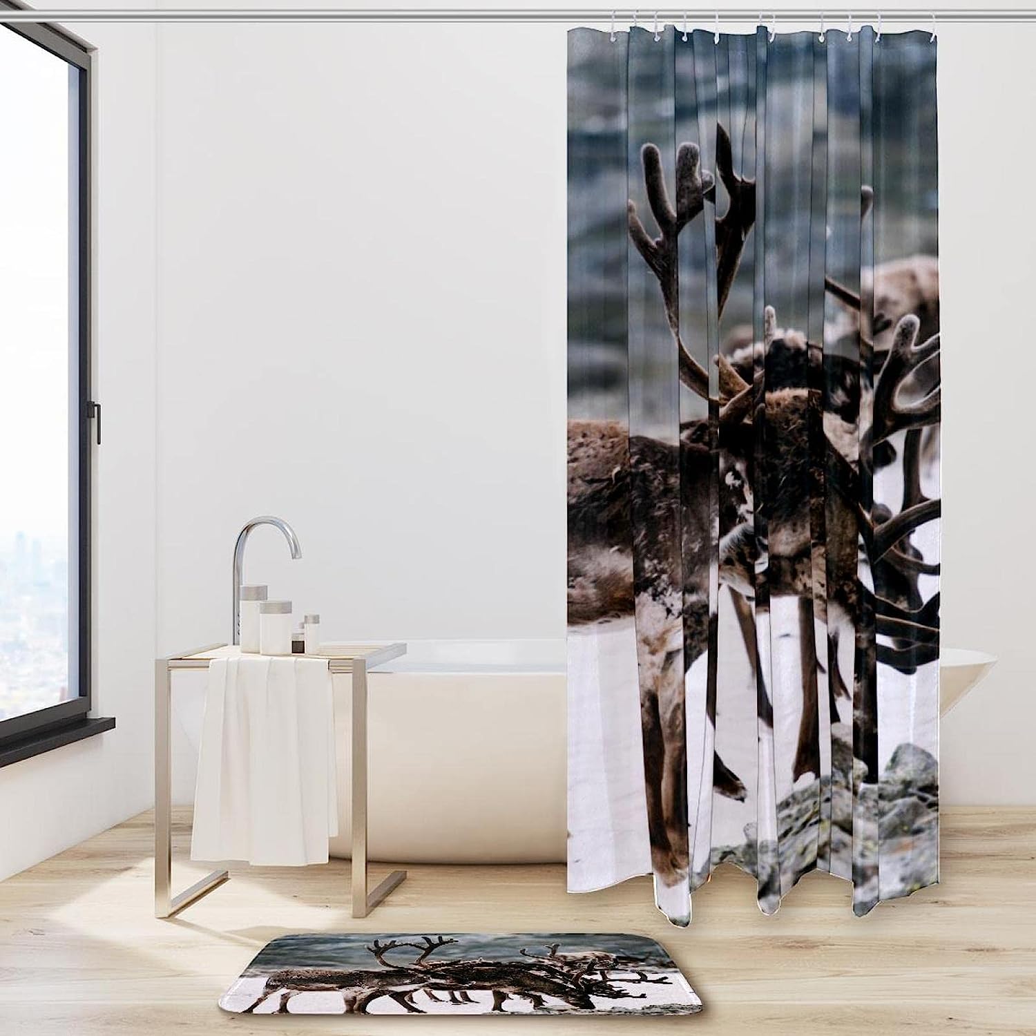 Deer Print Shower Curtain - Simple And Minimalistic Design For A Modern Bathroom - Image 2