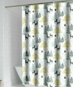 Deer Printed Waterproof Shower Curtain - Rustic Bathroom Decor