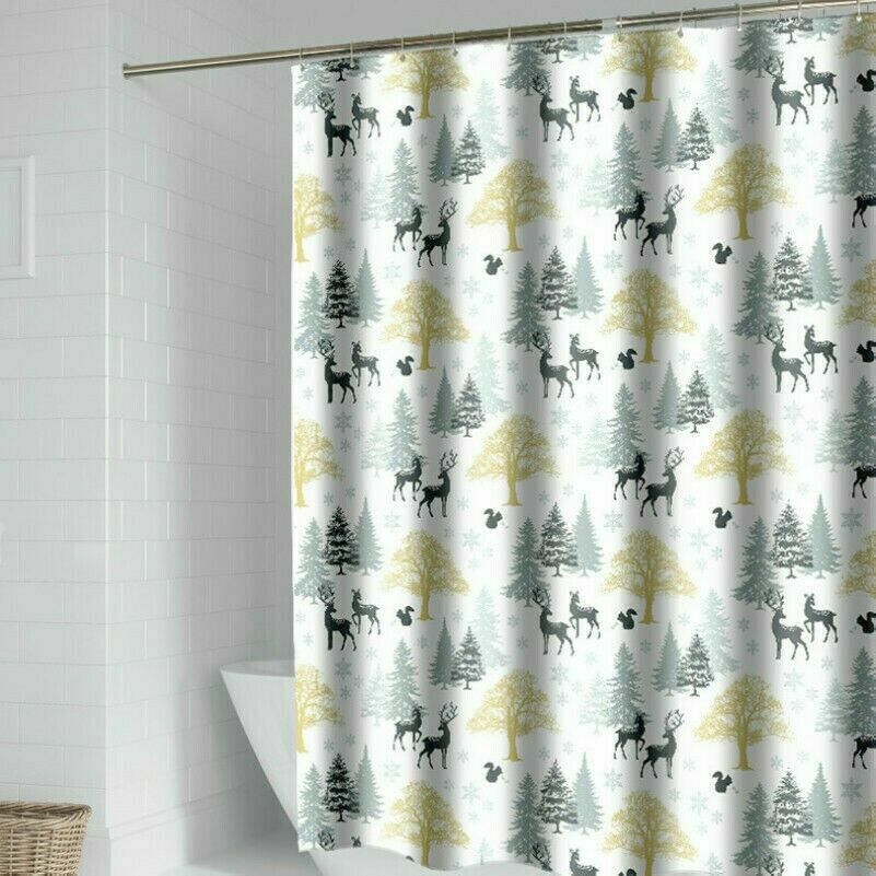 Deer Printed Waterproof Shower Curtain - Rustic Bathroom Decor