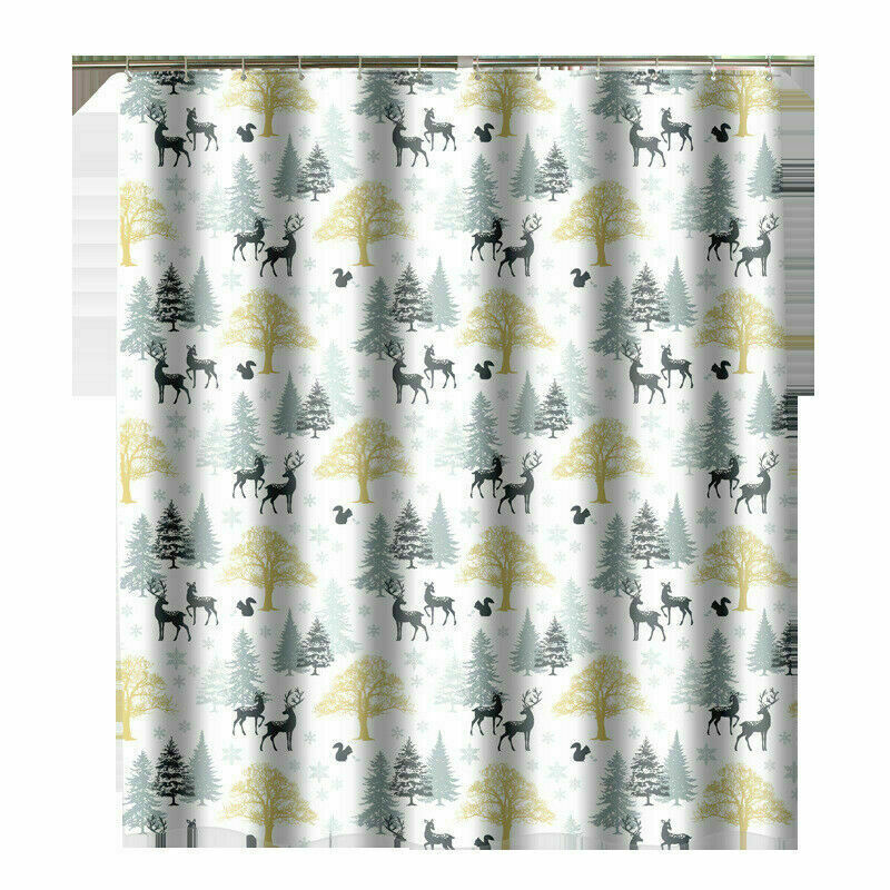 Deer Printed Waterproof Shower Curtain - Rustic Bathroom Decor