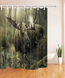 Deer Shower Curtain For Rustic Bathroom Decor