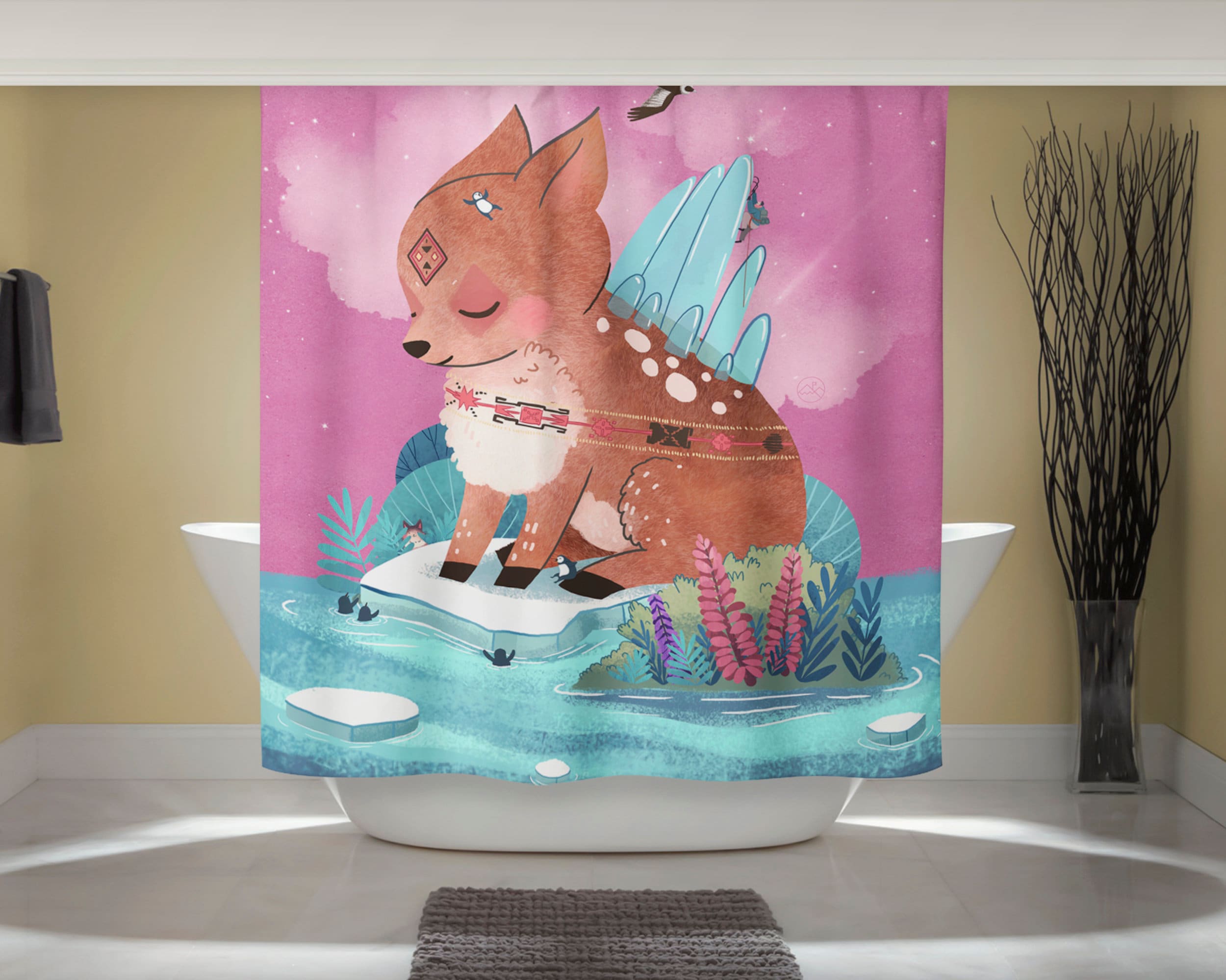 Deer Shower Curtain With Quotes - Creative And Artistic Bathroom Accessory