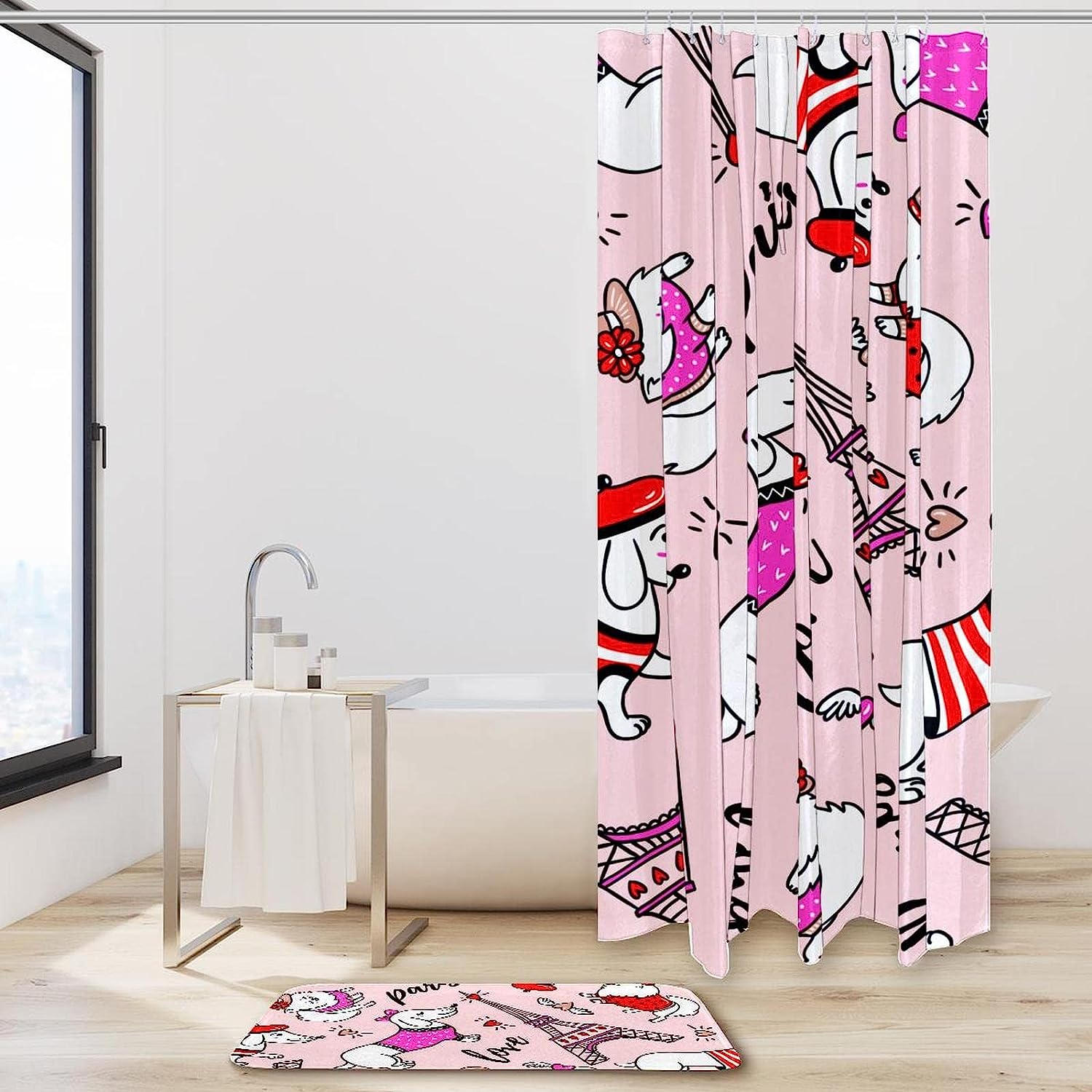 Deer Winter Penguin Art Shower Curtain - Whimsical Bathroom Decor - Image 2