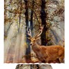 Deer in Autumn Forest Print Shower Curtain for Modern Natural Bathroom Decor