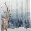 Deer on Winter Shower Curtain, Nature Themed Bathroom Decor 