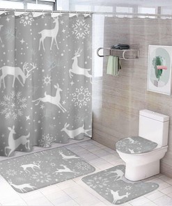 Deers and Snowflake Shower Curtain for Bathroom - Home Decorative Shower Curtains Ideas for Winter