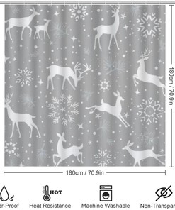 Deers and Snowflake Shower Curtain for Bathroom - Home Decorative Shower Curtains Ideas for Winter