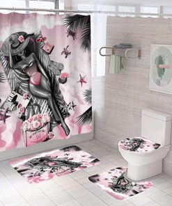 Delicate Black Girl Portrait Shower Curtain with Waterproof Material, Perfect for African American Bathroom Decor