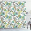 Delicate Butterflies And Birds Floating On Floral Shower Curtain Print