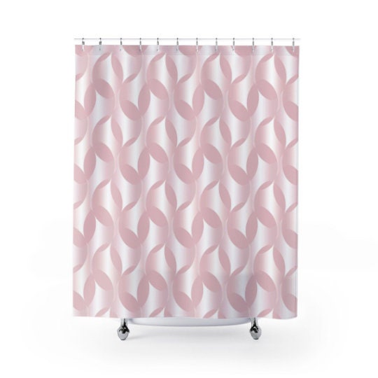 Delicate Feminine Pink Geometric Texture Shower Curtain for Bathroom Decor
