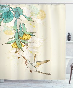 Delicate Floral Print Shower Curtain