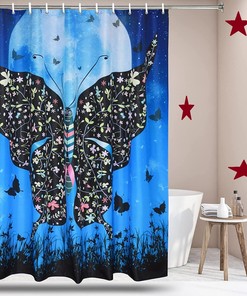 Delicate Moon Butterfly Shower Curtain: A Touch of Femininity for Bathroom Decor