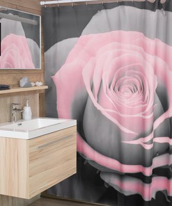 Delicate Rose Shower Curtain - Muted Grays and Pinks Photorealistic Floral Art