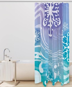 Delicate Snowflake Dots with Snow Print Fabric Shower Curtain for Winter Wonderland Bathroom