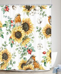 Delicate Sunflower and Bird Shower Curtain to Add A Touch of Nature to Your Bathroom