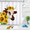 Delicate Watercolor Cow Pink Purple Flower Green Leaves Shower Curtain for a Feminine Bathroom