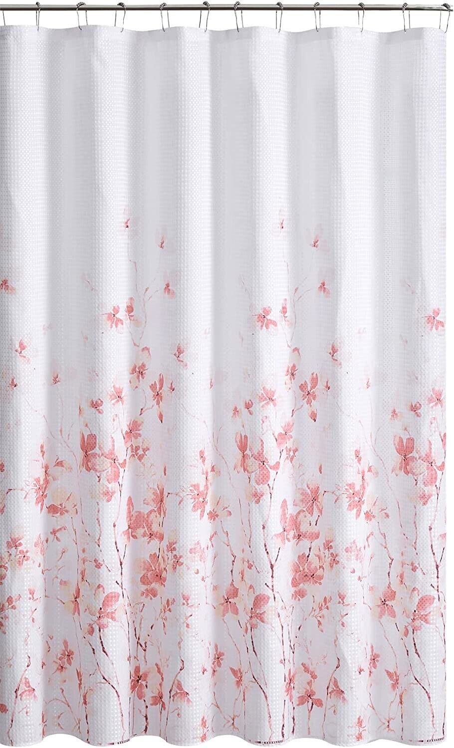 Delicate Watercolor Flowers Fabric Shower Curtain for Spring Bathroom