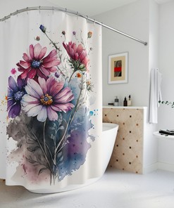 Delicate and Beautiful Blooming Flowers Shower Curtain for a Feminine Bathroom Decor