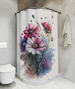 Delicate and Beautiful Blooming Flowers Shower Curtain for a Feminine Bathroom Decor