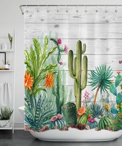Delicate and Beautiful Cactus Flowers Shower Curtain with Vibrant Tropical Plants