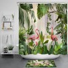 Delicate and Elegant Pink Flamingo Palm Leaf Shower Curtain for Classy Bathroom Decor