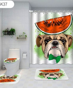 Delightful 3D Pet Dogs Watermelon Shower Curtain For Your Bathroom