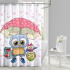 Delightful Cartoon Owl Bird Umbrella Print Shower Curtain For Bathroom Decor
